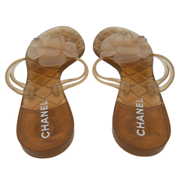 CHANEL Camelia Rubber Thong Sandals Size 38 - Picture 3 of 11